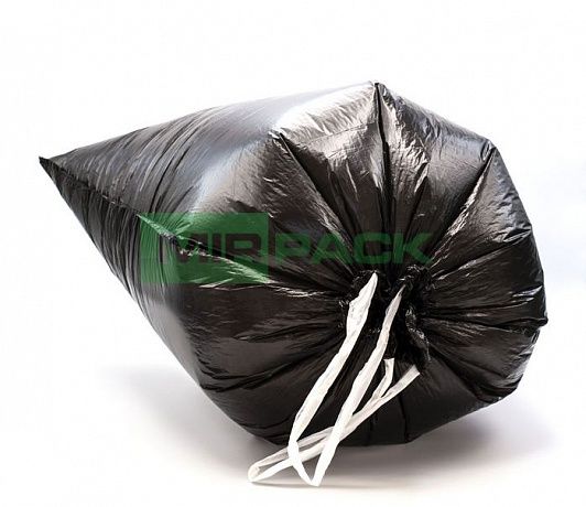 Мешки для мусора завязками 120 л, 15 мкм, 10 шт, ПНД, 85х80 см, черные - Вид 2